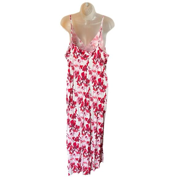 A New Day Red/Pink Floral Slip Dress w/Slit Sz XXL Romantic - Picture 10 of 10